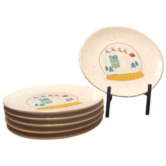 Joyland Christmas Snow Globe Plate Set - Picture 1 of 4